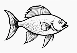 Mean looking minimalist cartoon fish tattoo idea