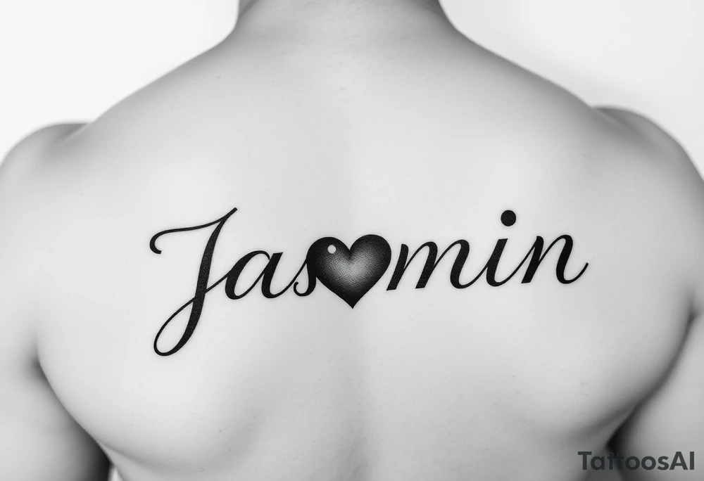i just need the name jasmin on a blank canvas with the dot in the letter i to be a heart tattoo idea