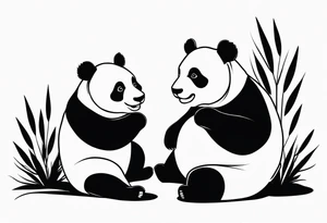 cute panda pair playing tattoo idea