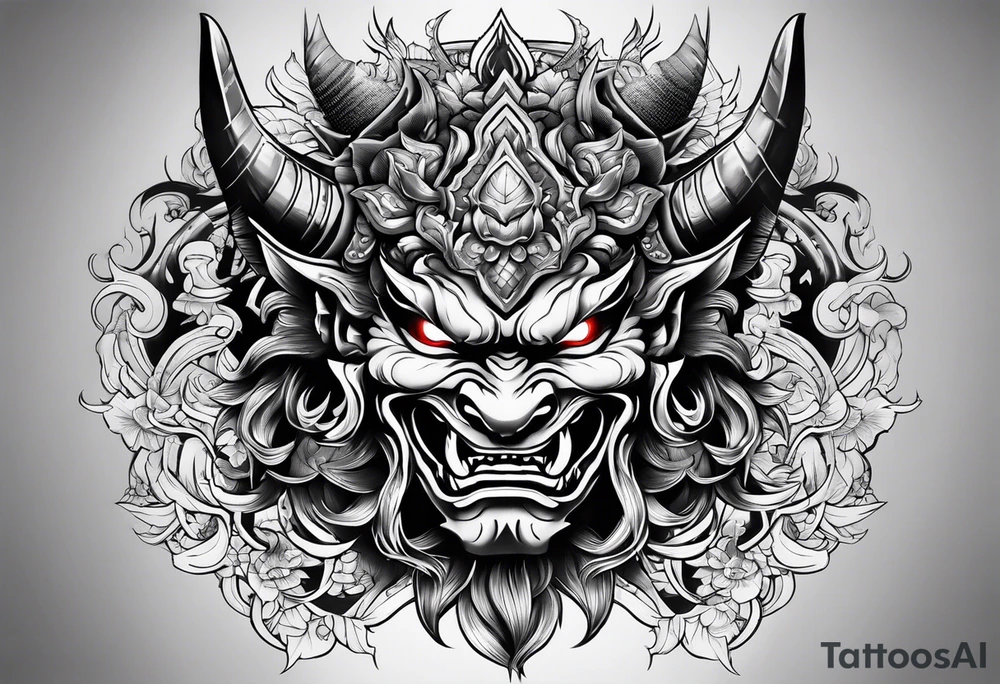 Oni mask tattoo idea