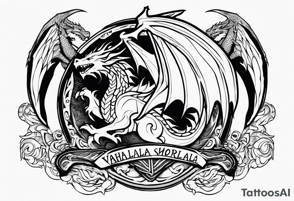 Valhalla sword shield dragon tattoo idea