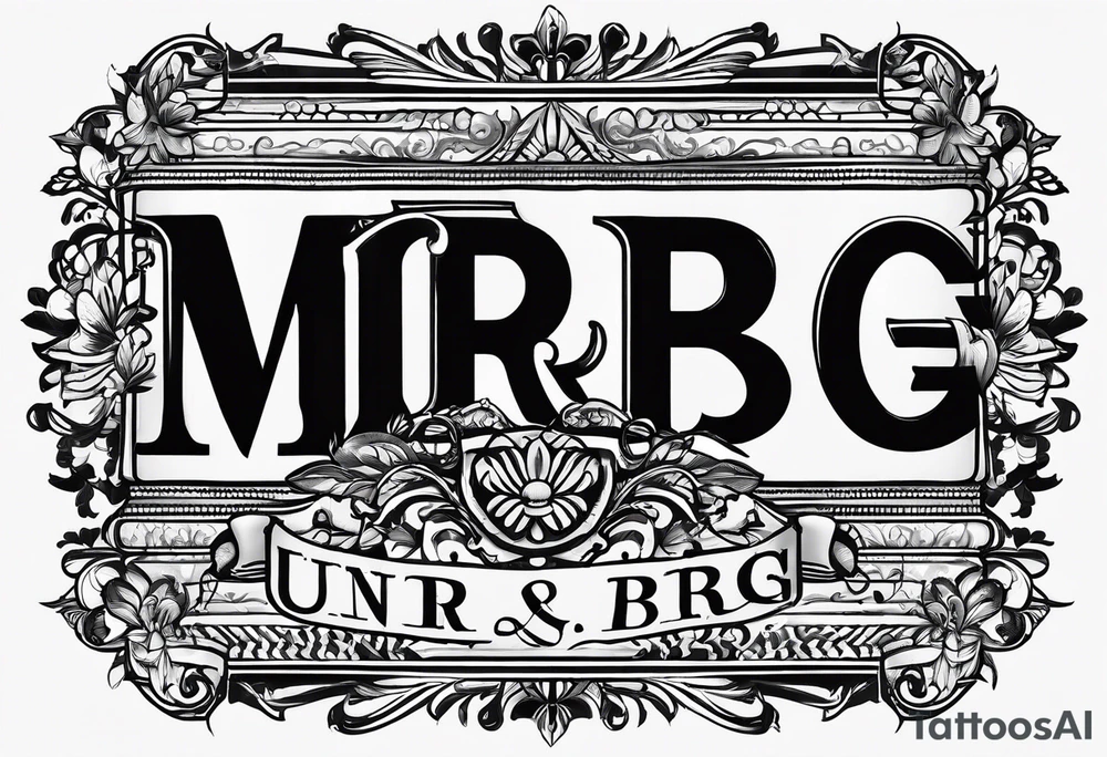 letters: "MRBG" underlined, equally separated
simple, clear, plain, unadorned, no background tattoo idea