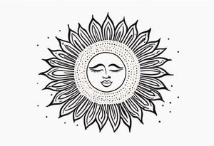 simple sun made of black dots and circles tattoo idea