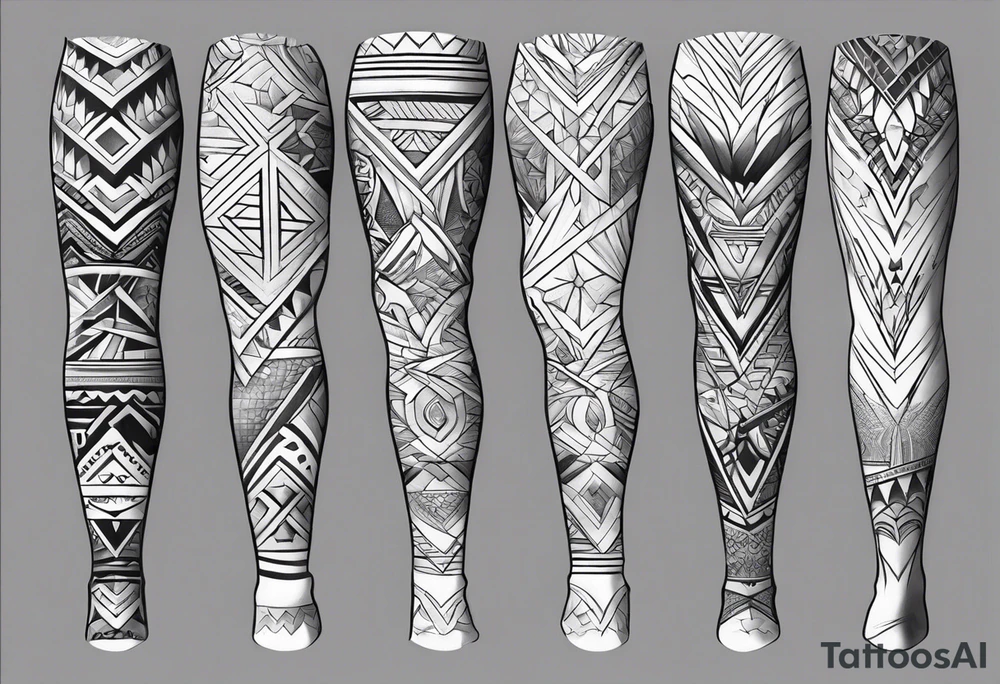 Back to Full leg sleeve and tribal and geometric tattoo idea Back to Full leg sleeve and tribal and geometric tattoo idea
