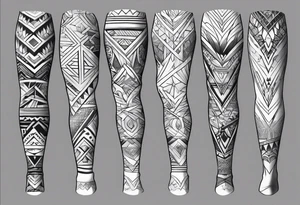 Back to Full leg sleeve and tribal and geometric tattoo idea