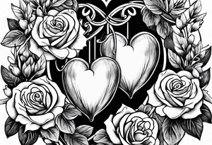 Bleeding heart in roses tattoo idea