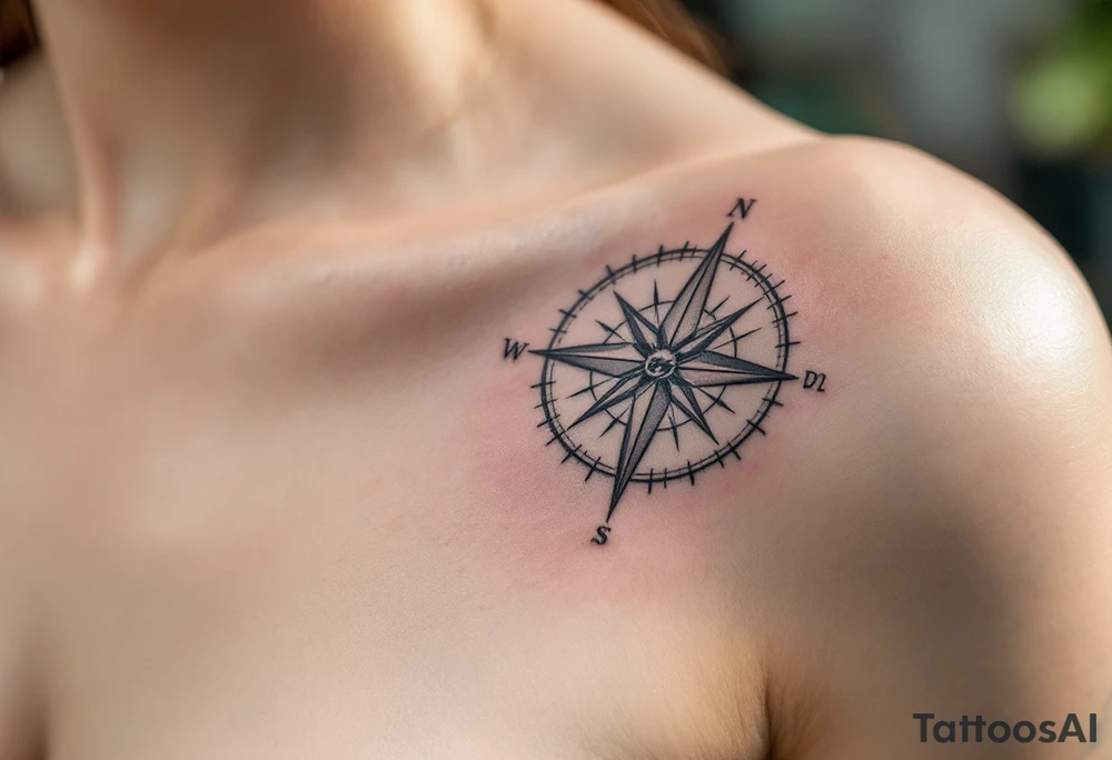 Jakoubek name and date 02. 03. 2021 – A classic blue and gray compass with Jack's birthdate etched in bold, modern font at the center. tattoo idea