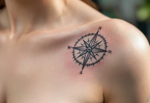Jakoubek name and date 02. 03. 2021 – A classic blue and gray compass with Jack's birthdate etched in bold, modern font at the center. tattoo idea