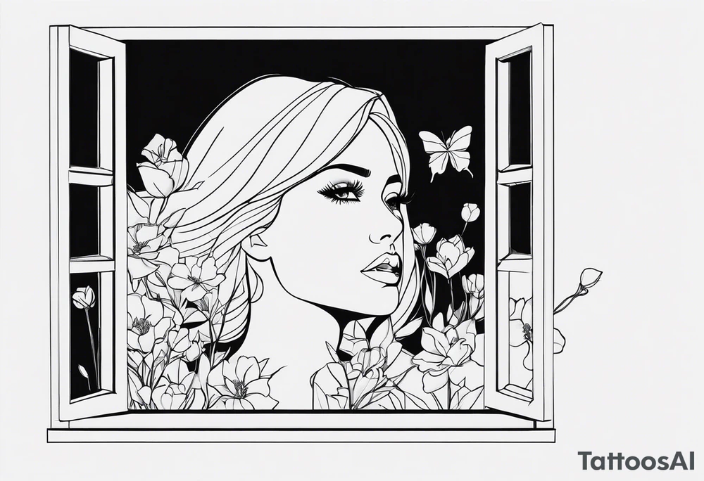 Broken window, flowers, beauty, look into my eyes tattoo idea