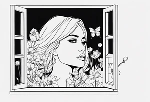 Broken window, flowers, beauty, look into my eyes tattoo idea