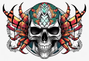 Skull tattoo with large scorpions tattoo idea
