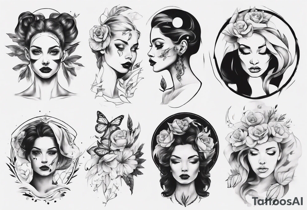 Woman portrait tattoo idea