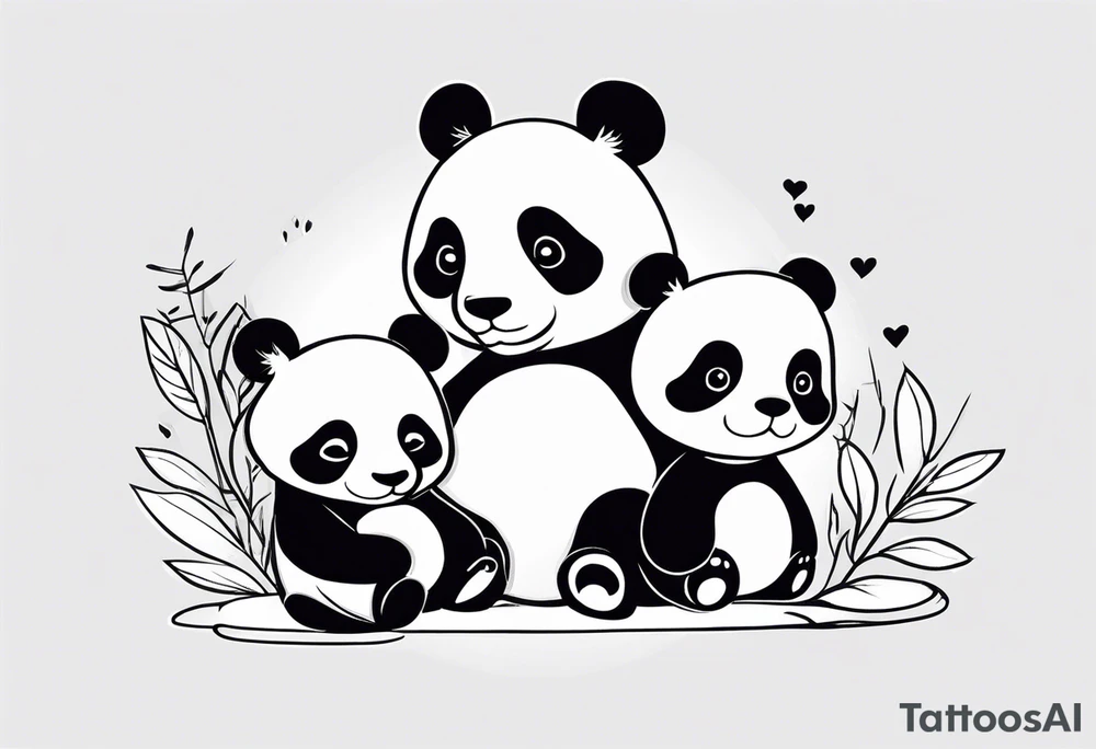 cute panda family tattoo idea