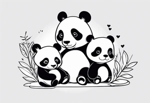 cute panda family tattoo idea
