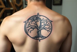 a dragon encircling the tree of life tattoo idea