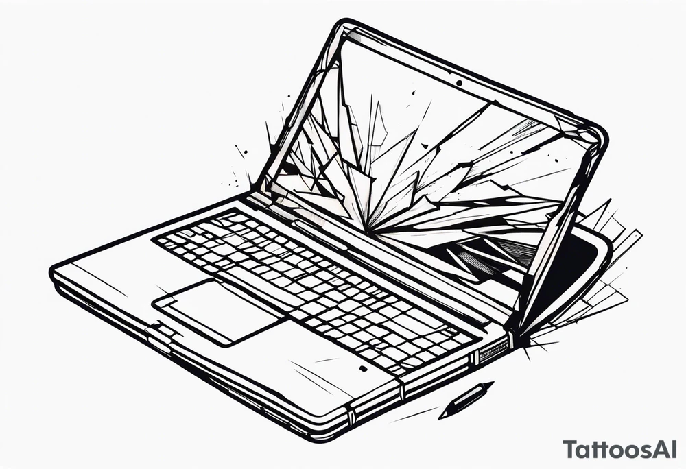 Broken laptop tattoo idea