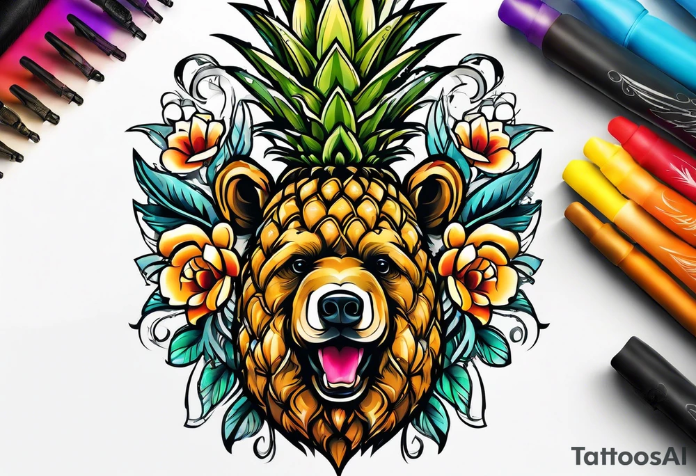 Pineapple bear tattoo idea
