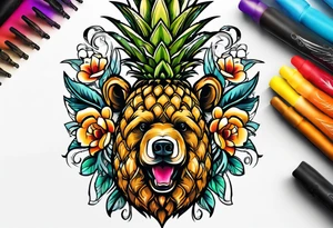 Pineapple bear tattoo idea