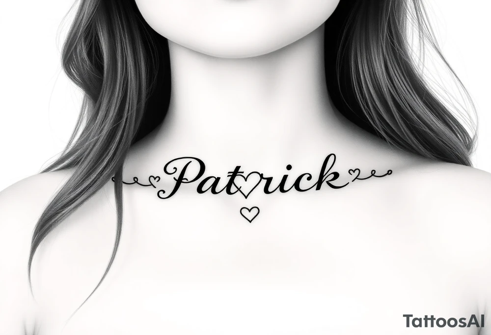 The name Patrick with a hearts tattoo idea