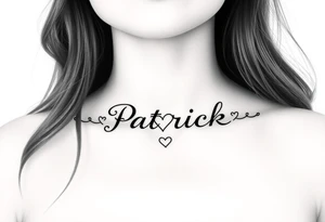 The name Patrick with a hearts tattoo idea