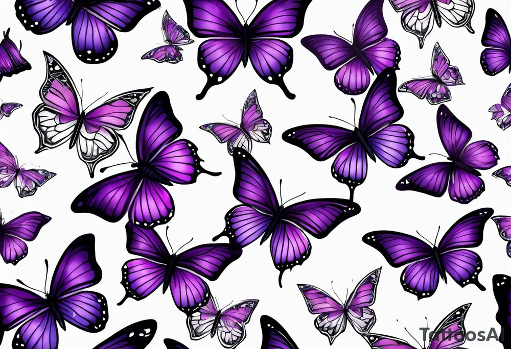 Purple butterflies tattoo idea