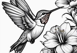 Humming bird and a single flower tattoo idea