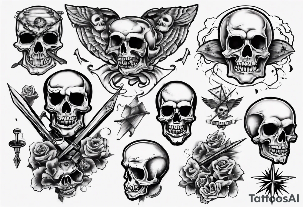 Old school without skulls in the style of Norman Collins tattoo idea