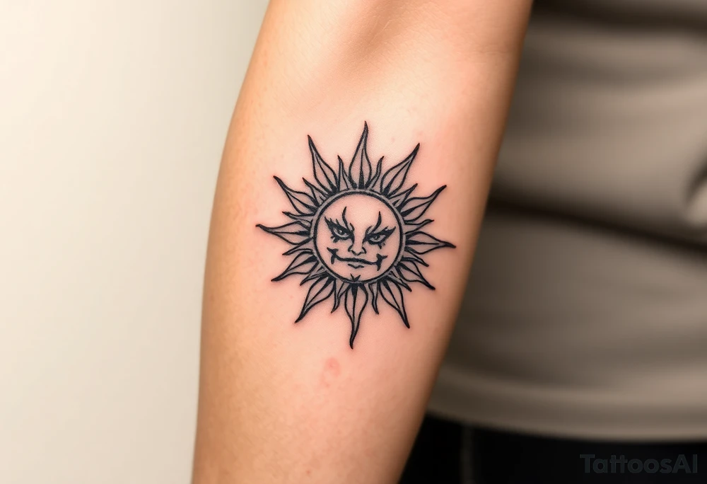 devilish sun tattoo idea
