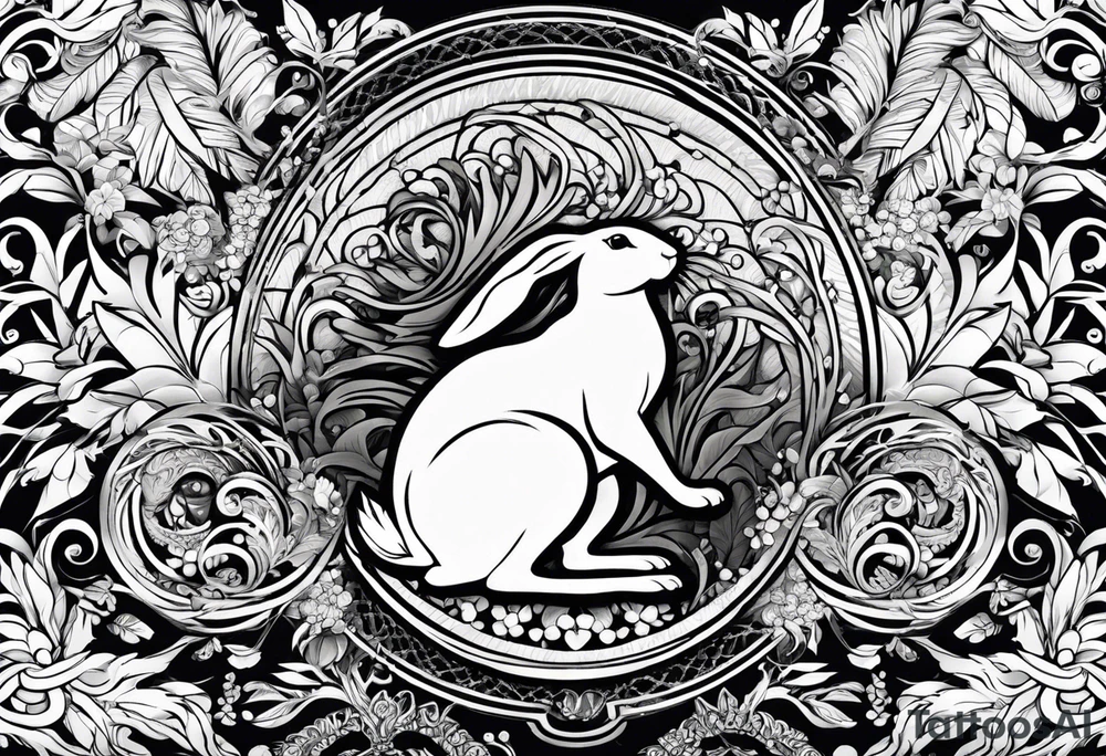 Base Design: upper armband

Include:
LOVE
fern spirals
boxing hare tattoo idea