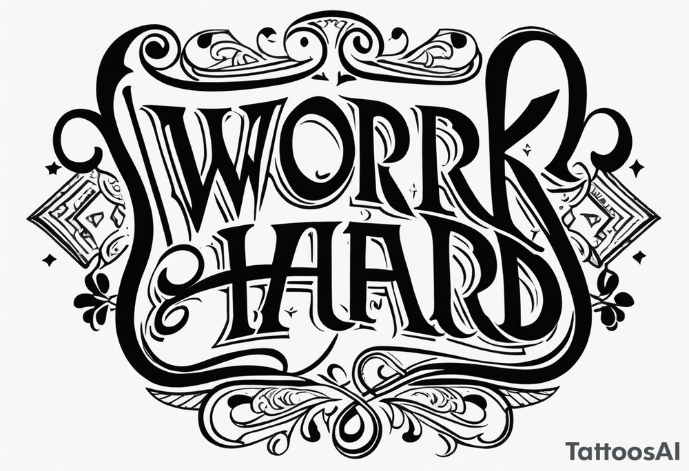 I want a tattoo containing the following two words "work hard" and "play hard". tattoo idea