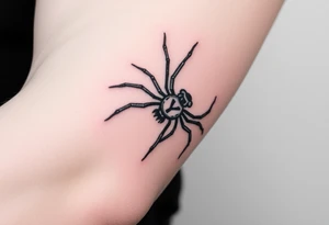 Spider crawling down the arm sideways with the letter Y on the body of the spider tattoo idea