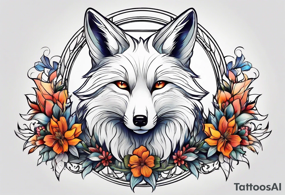White fox mystic tattoo idea