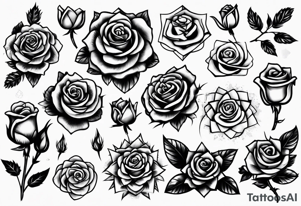 Variety rosebrains flash sheet tattoo idea