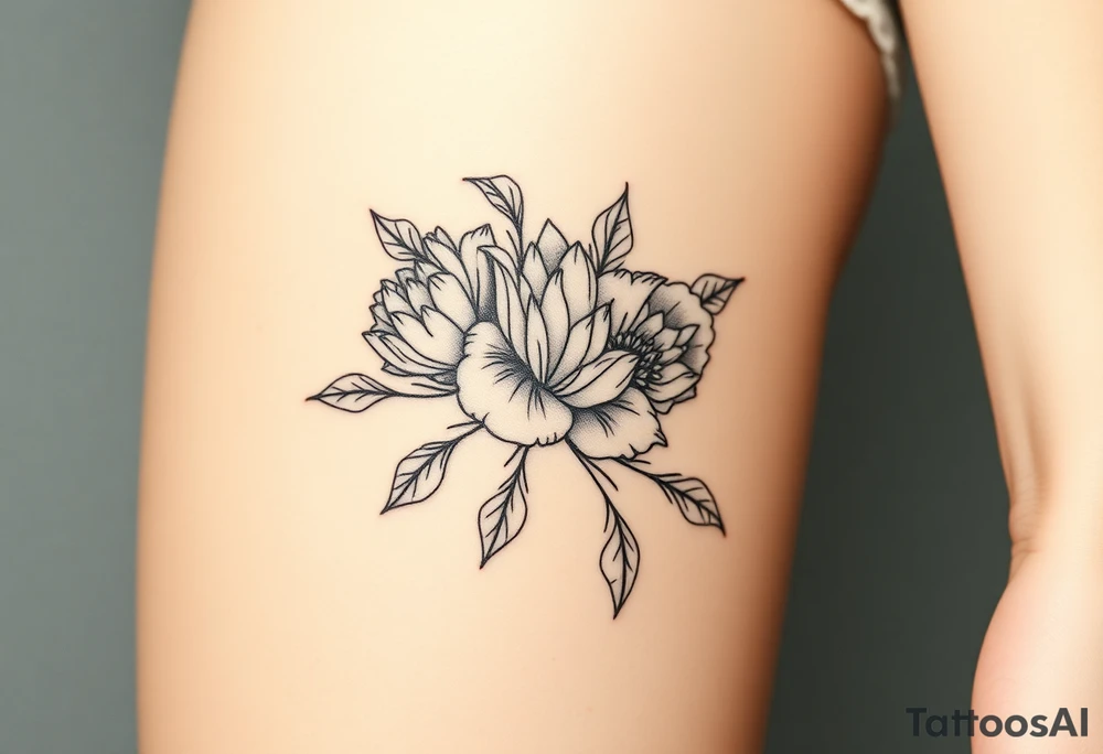 peonies and honey combs tattoo idea