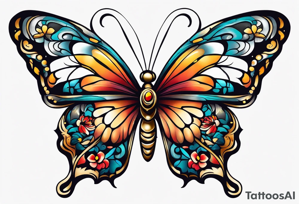 Traditional butterflies tattoo idea