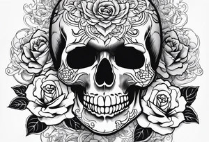 skull and roses tattoo idea