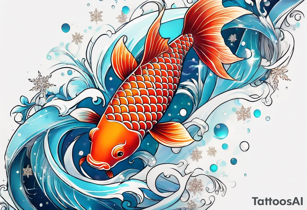 Constellation, animal koi carp, snowflake tattoo idea