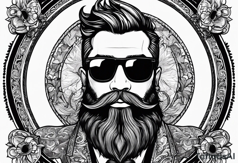 capricorn with beard and sunglasses tattoo idea