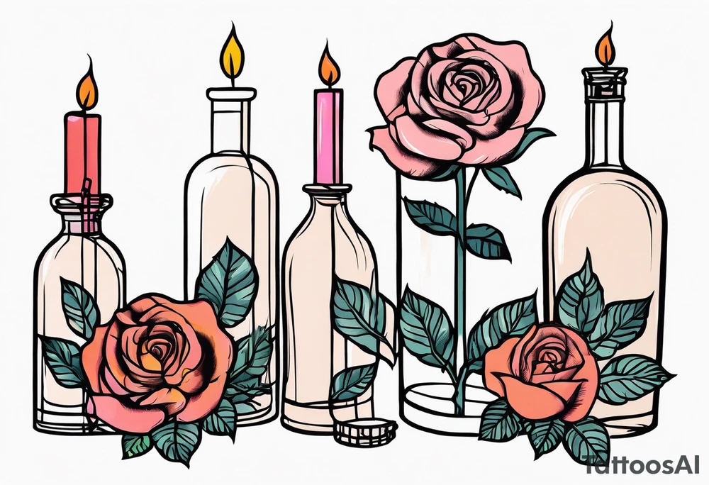 Rose 
Meer 
Flasche 
Dornen 
Seil
Kerze tattoo idea