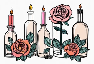 Rose 
Meer 
Flasche 
Dornen 
Seil
Kerze tattoo idea