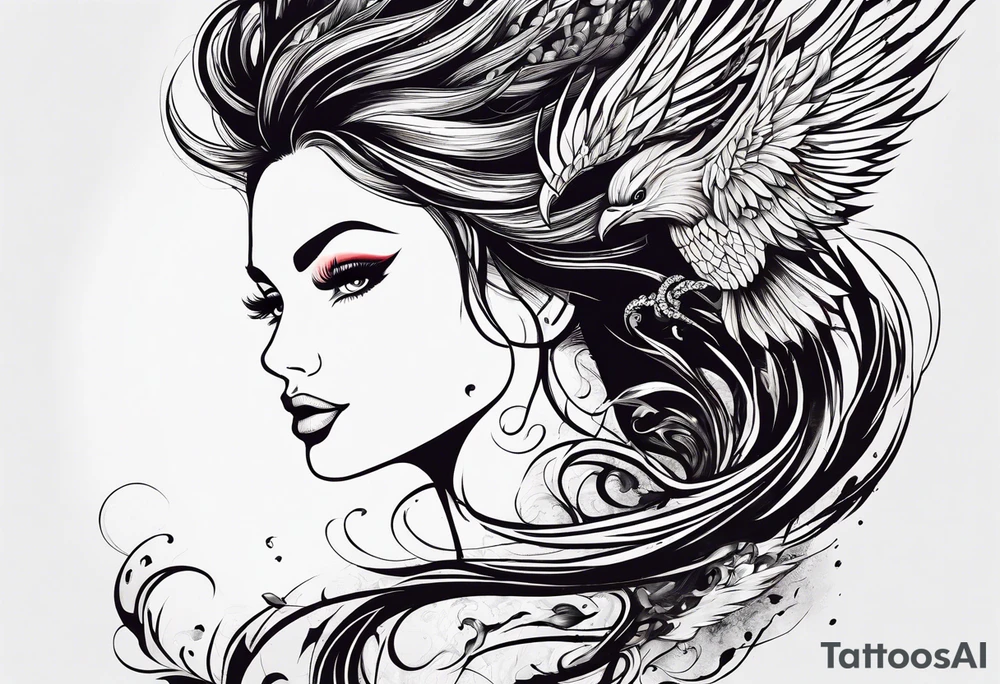 Like a phoenix rising from ashes, a woman who's has been through pain and now finding her strength tattoo idea