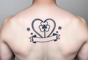 Cute Heart and a Shamrock patch with a banner tattoo idea