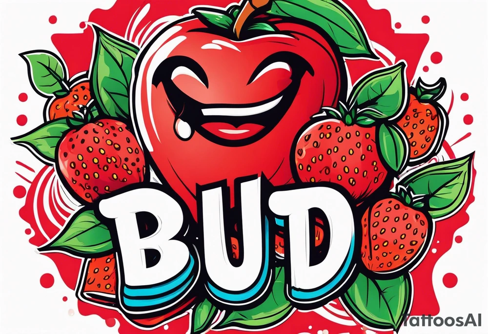 “Be Fruitful”, bold red font tattoo idea