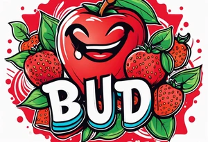 “Be Fruitful”, bold red font tattoo idea