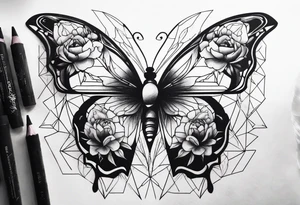 Galaxy Butterfly Peony Geometric Celestial Tattoo Ideas tattoo idea