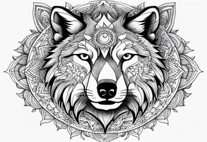 Mandala forearm design wolves and full moon tattoo idea