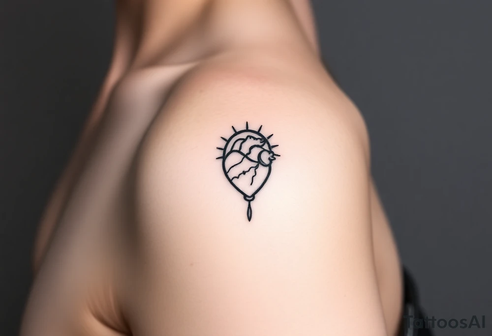 human heart chained within sun and moon tattoo idea