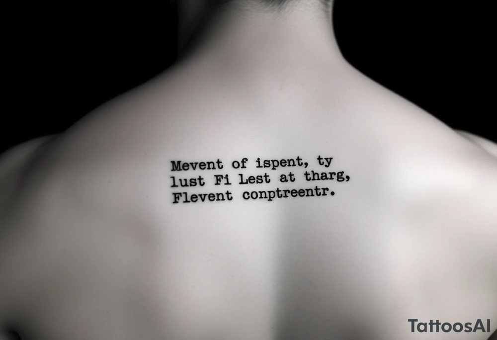 Last line of invictus poem typewriter font along side of index finger tattoo idea