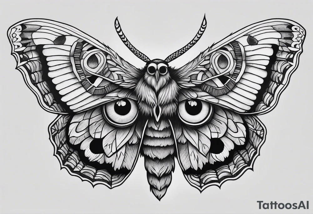 Dead head moth with owl eyes tattoo idea