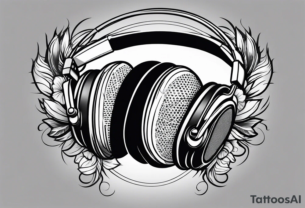 microphone, headphones tattoo idea